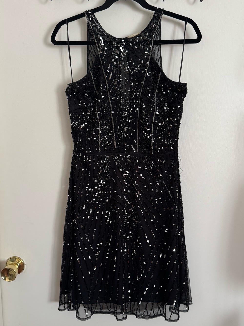 Lace & Beads Black sequin mini cocktail dress